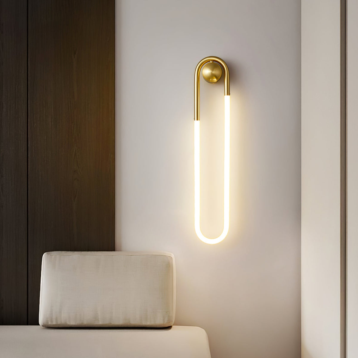 Sculptural Loop Sconce 9W Integrated LED Brass or Black Finish Dimmable Hardwired Fixture for Bedroom Hallway Living Room Contemporary Minim