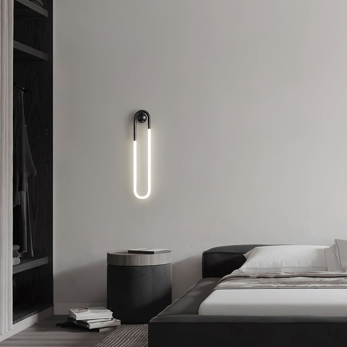 Sculptural Loop Sconce 9W Integrated LED Brass or Black Finish Dimmable Hardwired Fixture for Bedroom Hallway Living Room Contemporary Minim