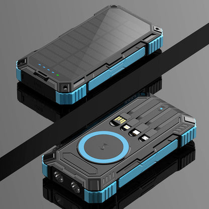 Rugged Solar Power Bank | Multifunctional Charging with Qi Wireless Technology for Outdoor Adventures