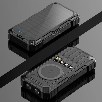 Rugged Solar Power Bank | Multifunctional Charging with Qi Wireless Technology for Outdoor Adventures