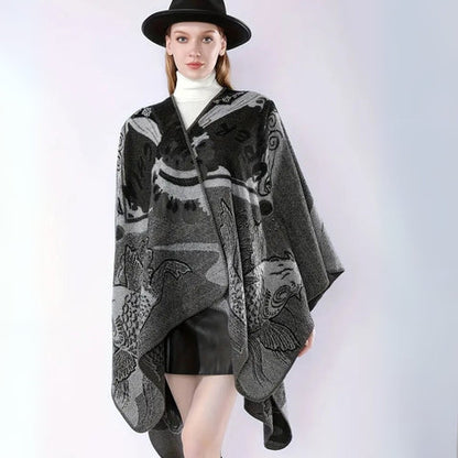 Radiant Poncho - Reversible Faux Cashmere, Oversized for Women