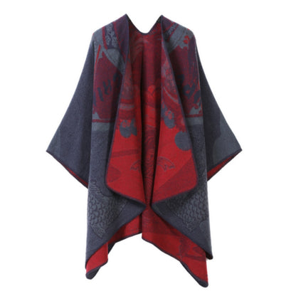 Radiant Poncho - Reversible Faux Cashmere, Oversized for Women
