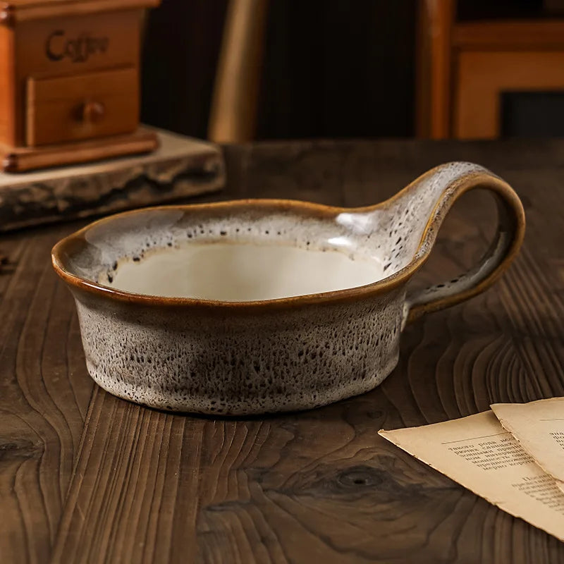 Rustic Ceramic Oatmeal Bowl with Handcrafted Stoneware and Glazed Finish – 6 Inch Diameter