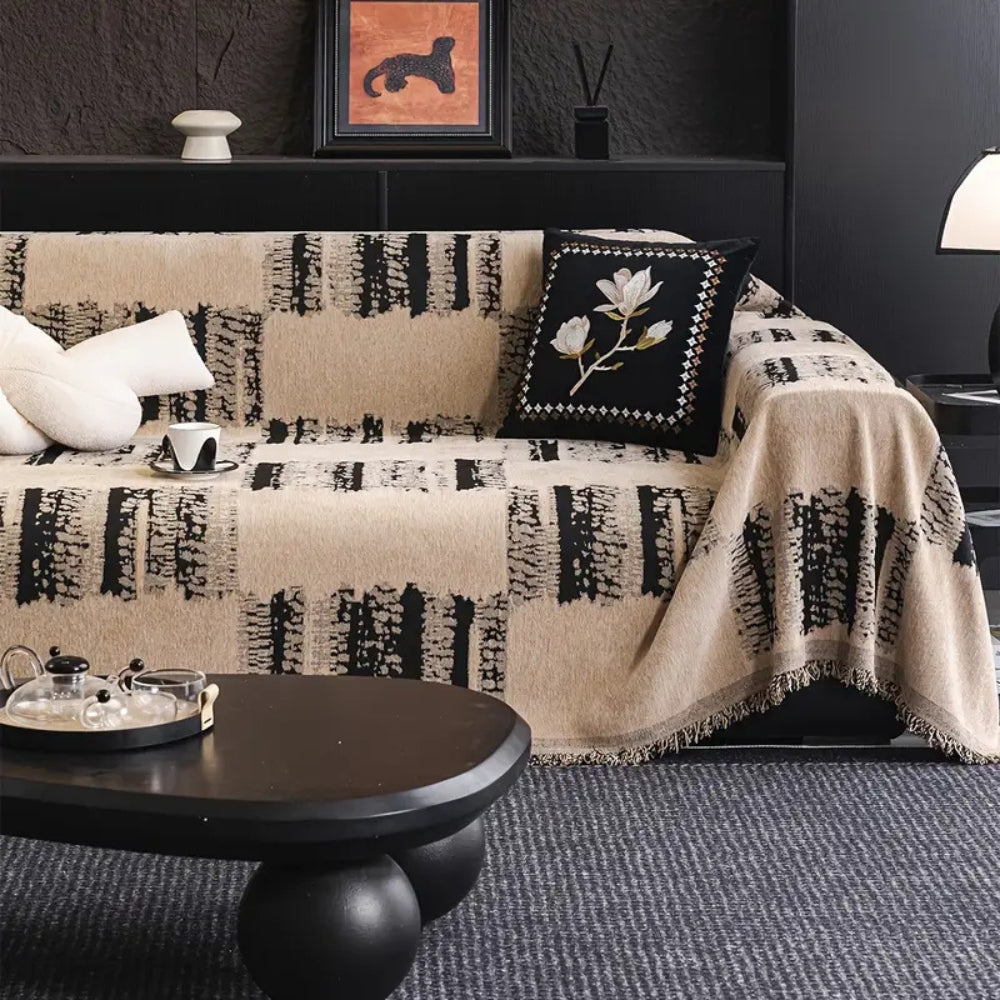 Rustik Sofa Cover - Brushstroke Throw, Non-Slip Minimalist Design