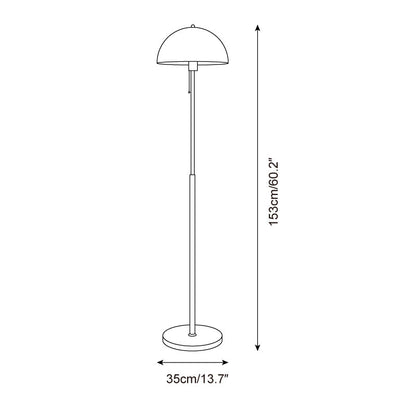 Standing Lamp with Dome Shade 60 in Tall Weighted Wooden Base Pull Switch Walnut Finish Bedroom Living Room Corner Lighting Retro Style