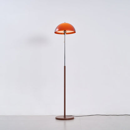 Standing Lamp with Dome Shade 60 in Tall Weighted Wooden Base Pull Switch Walnut Finish Bedroom Living Room Corner Lighting Retro Style
