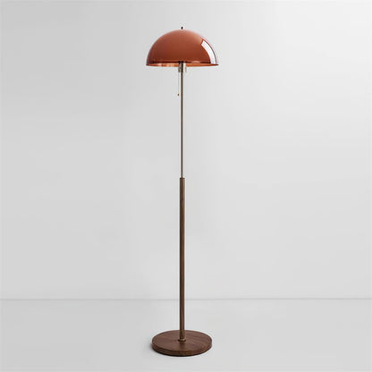 Tall Arched Standing Lamp with Translucent Dome Shade 63 Inches for Living Space Reading Corner Retro Mid-Century Accent Lighting Walnut Woo