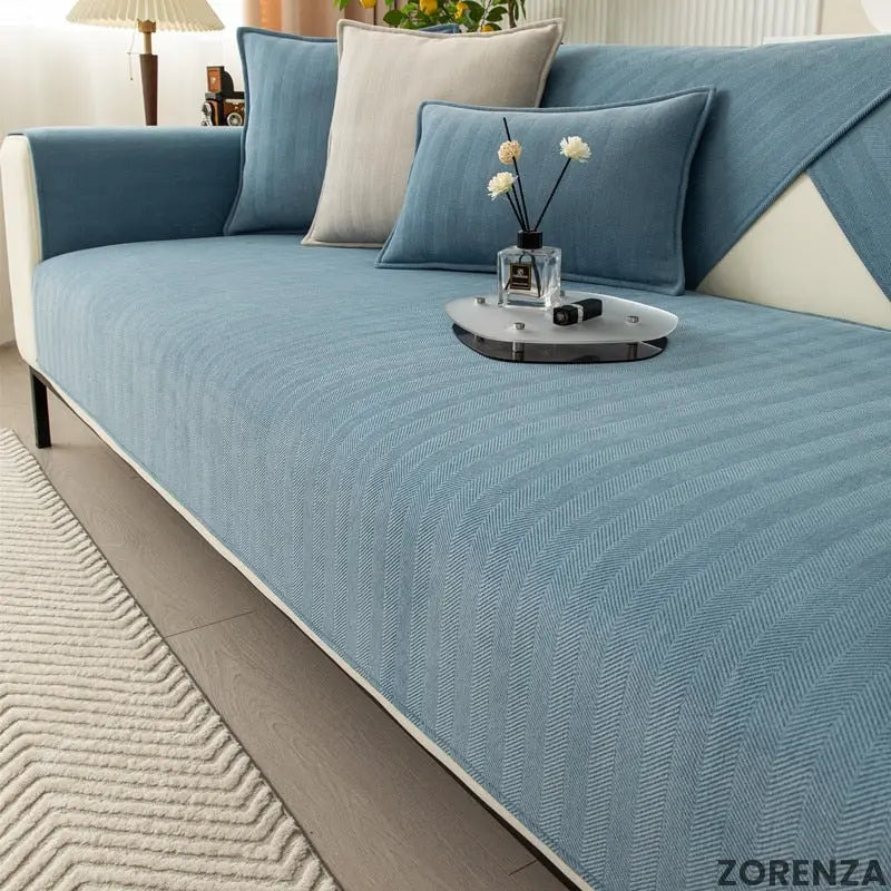 Non-Slip Sofa Cover Protector Soft Chenille Couch Slipcover Machine Washable for Living Room Furniture Protection Easy Install 1-3 Seater