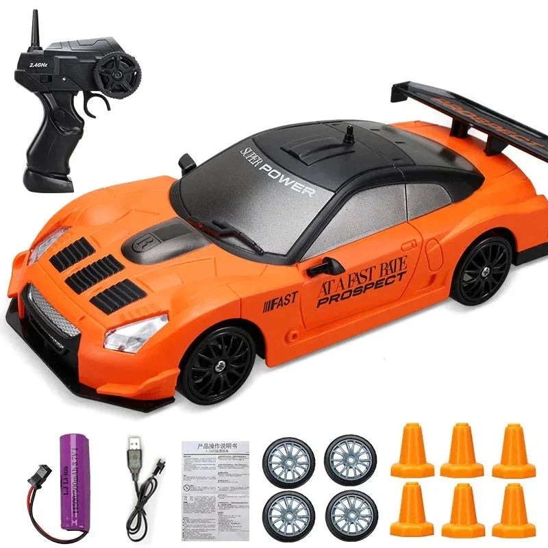 RC Mini Drift Car Remote Control Racing Toy with LED Lights & Rechargeable Battery for Kids & Adults