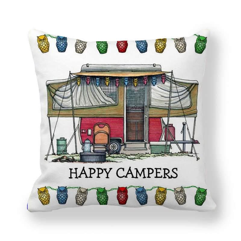 CAMPERLIVA – Housse de coussin de camping hibou pour une décoration extérieure douillette