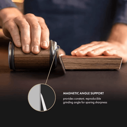 Manual Blade Honing System with Diamond and Ceramic Rollers for Chef Knives, Hunting Blades & Outdoor Tools – Dual-Angle Magnetic Guide – 10