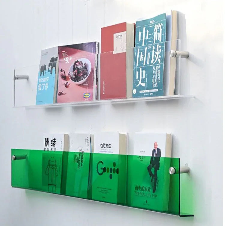 Vinyl Record Holder Wall Rack Magazine Organizer Shelf for Living Room Books Newspapers Home Office Storage Clear Acrylic Display Mount