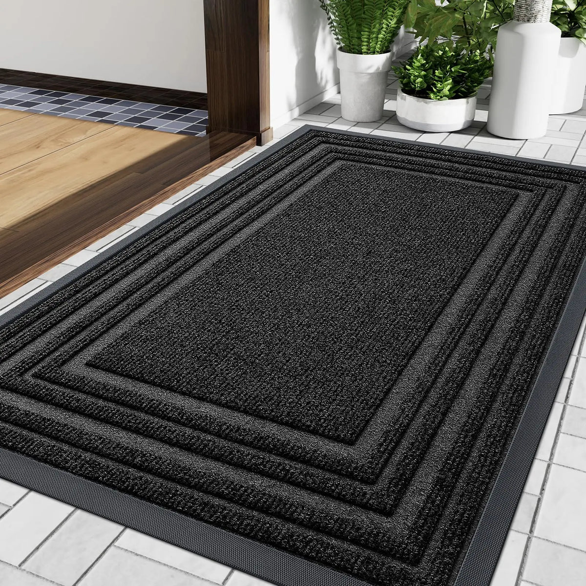 Slim Rubber-Backed Entrance Mat – Non-Slip Indoor Outdoor Doormat for Front Door, Porch & Hallway