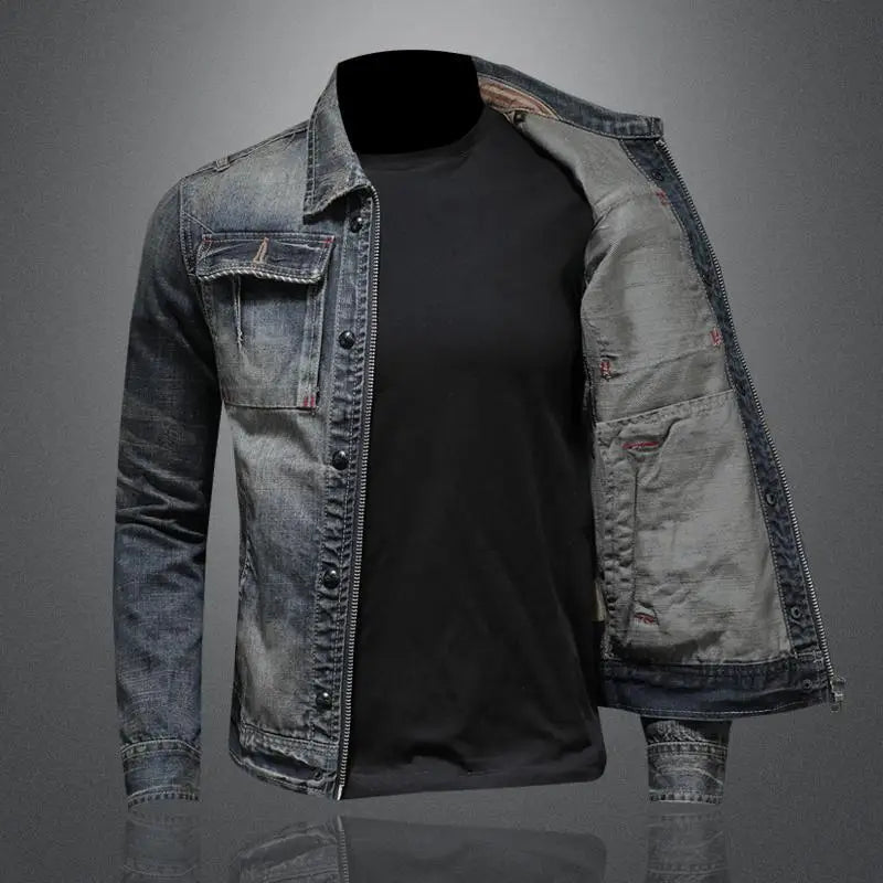 Classic Denim Jacket Vintage Style Gray Button-Front Outerwear Comfortable Everyday Casual Wear Retro Look Fall Spring Coat for Women & Men