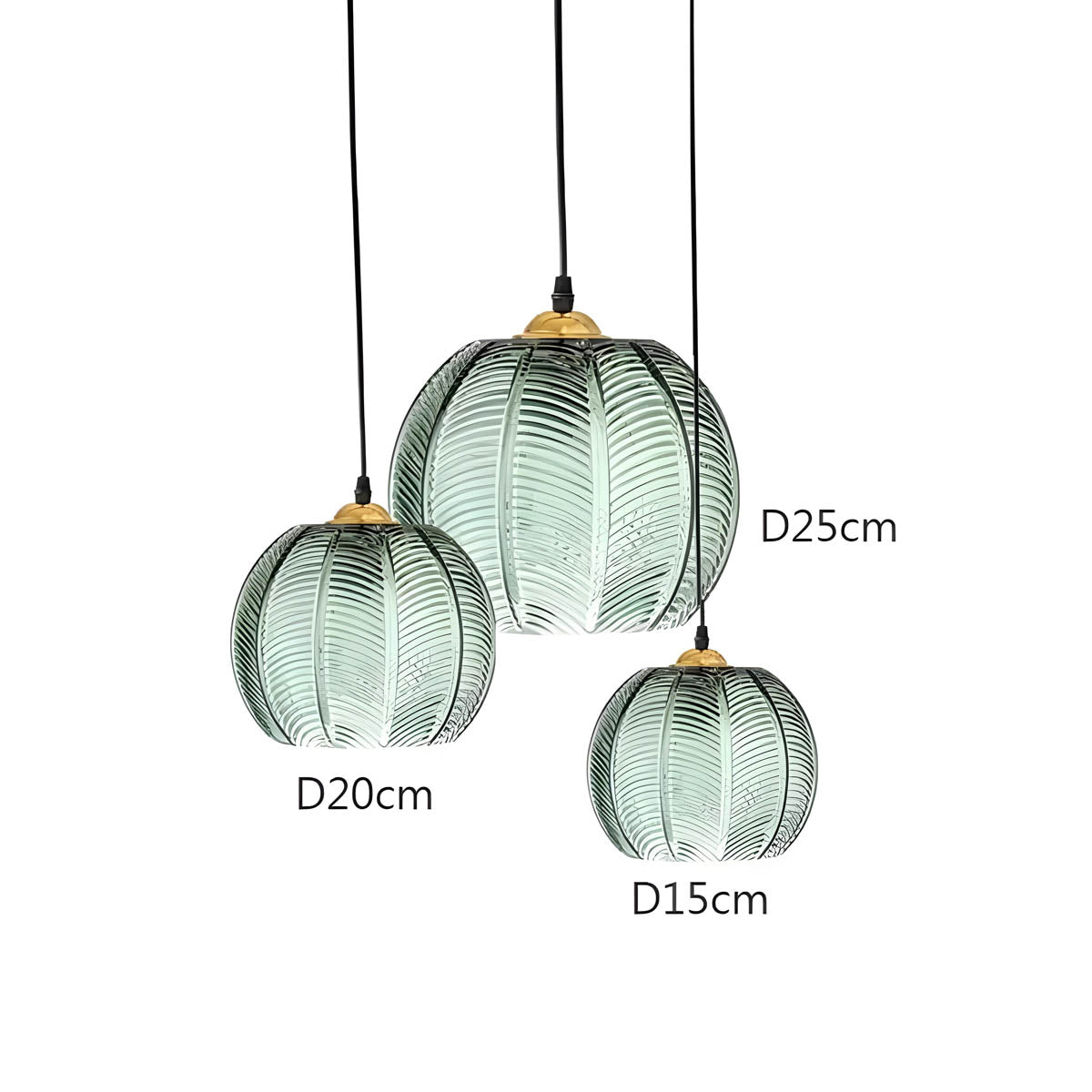 Fluted Globe Hanging Fixture Green Textured Glass Shade 10-Inch E27 Socket Dining Kitchen Island Overhead Lighting for Modern Retro Interior