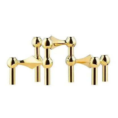 Geometric Metal Candle Holder - Modular Stacking Candelabra for Tables & Centerpieces - Modern Minimalist Decor