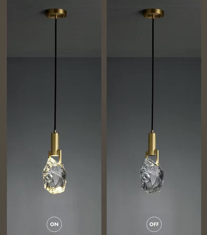 Crystal Drop Ceiling Fixture 11 Inch Copper Accent GU10 LED Compatible Adjustable Cord for Kitchen Island Dining Table Hallway Breakfast Noo