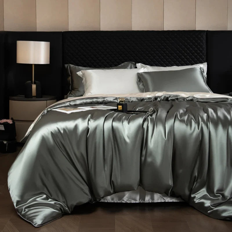 Luxury Silk Bed Sheets Set with Duvet Cover & Pillowcases | Soft, Breathable Bedding for Ultimate Comfort