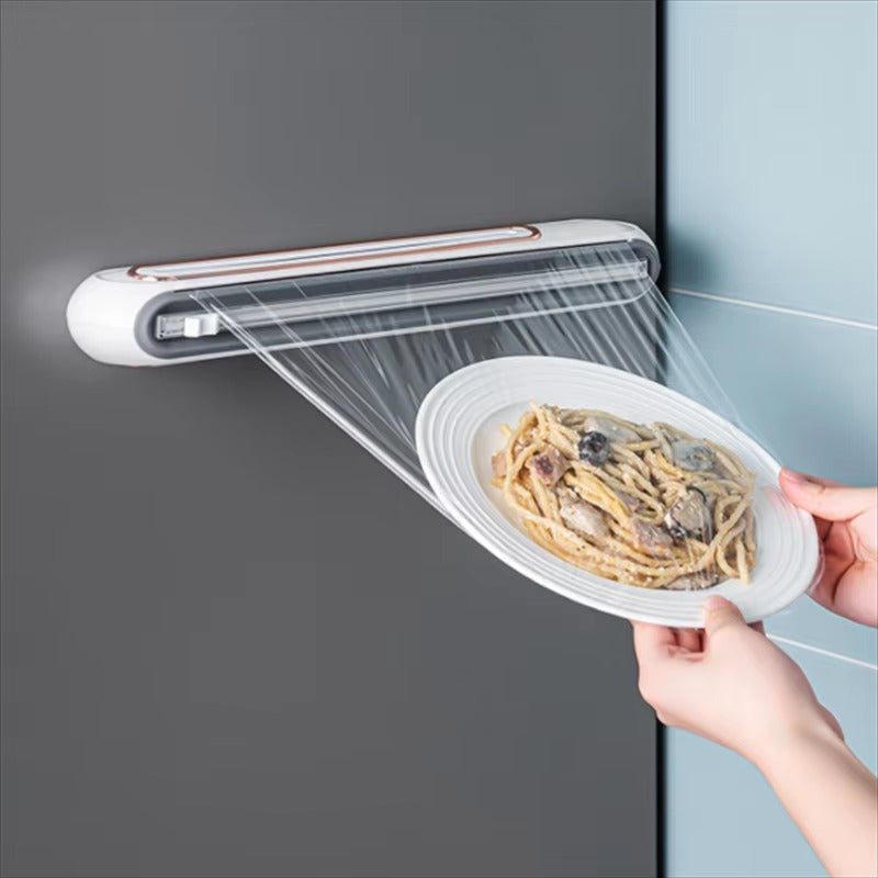 Magnetic Wrap Dispenser with Precision Cutter for Plastic Wrap, Foil & Parchment Paper – Space-Saving Kitchen Organizer, BPA-Free