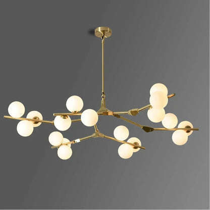 Sculptural Multi-Globe Ceiling Fixture with Repositionable Arms in Frosted Glass & Metal for Dining Areas & Living Spaces