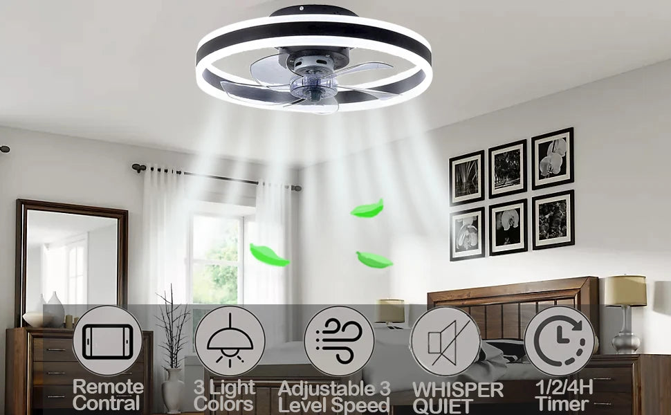 Aura | Modern Ceiling Fan Light with Whisper-Quiet Motor | Stylish Illumination for Comfort