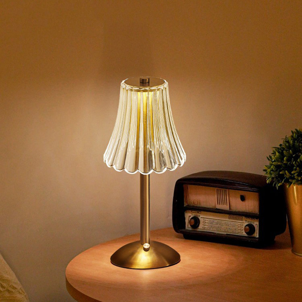 Gold Crystal Rechargeable Touch Dimmer Nightstand Lamp 9 in for Bedside Reading Desk Lighting Warm Cool White USB-C Powered Small Decorative