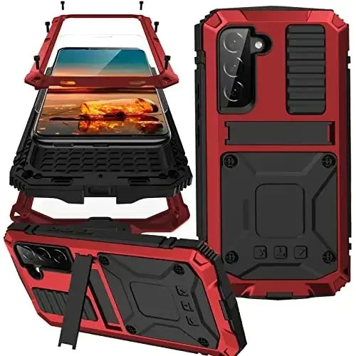 Aluminum Galaxy S26 Ultra Case with Screen Guard & Stand – Heavy Duty Shock Proof Cover for Samsung Galaxy S26 Plus, S26, S25 Ultra, S25