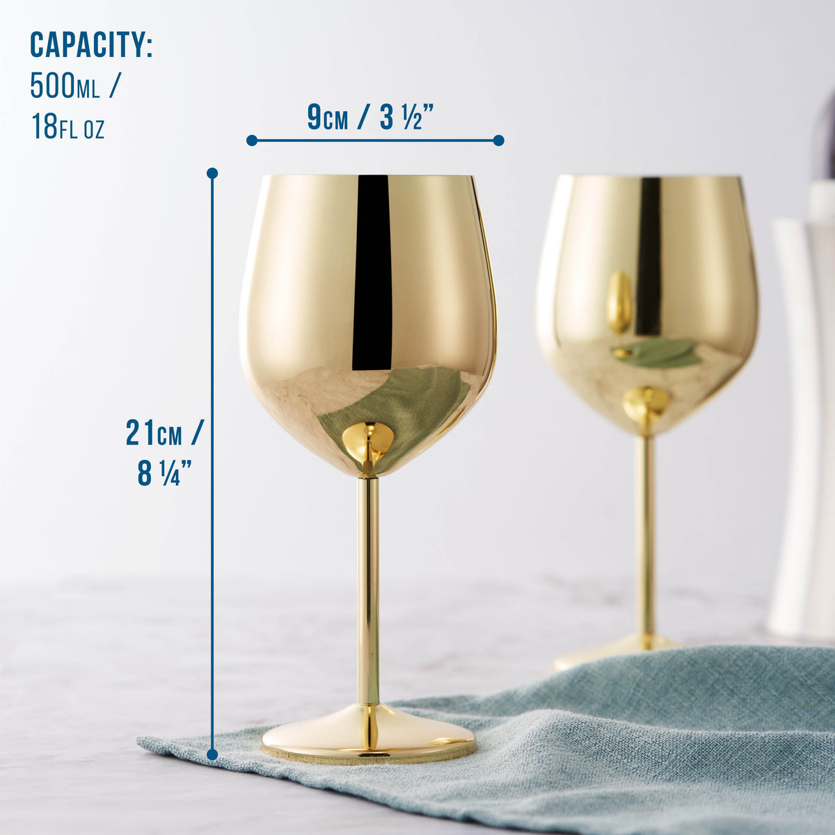 Verres à vin élégants en acier inoxydable doré au design incassable | Parfaits pour les bars à domicile et les réceptions en extérieur