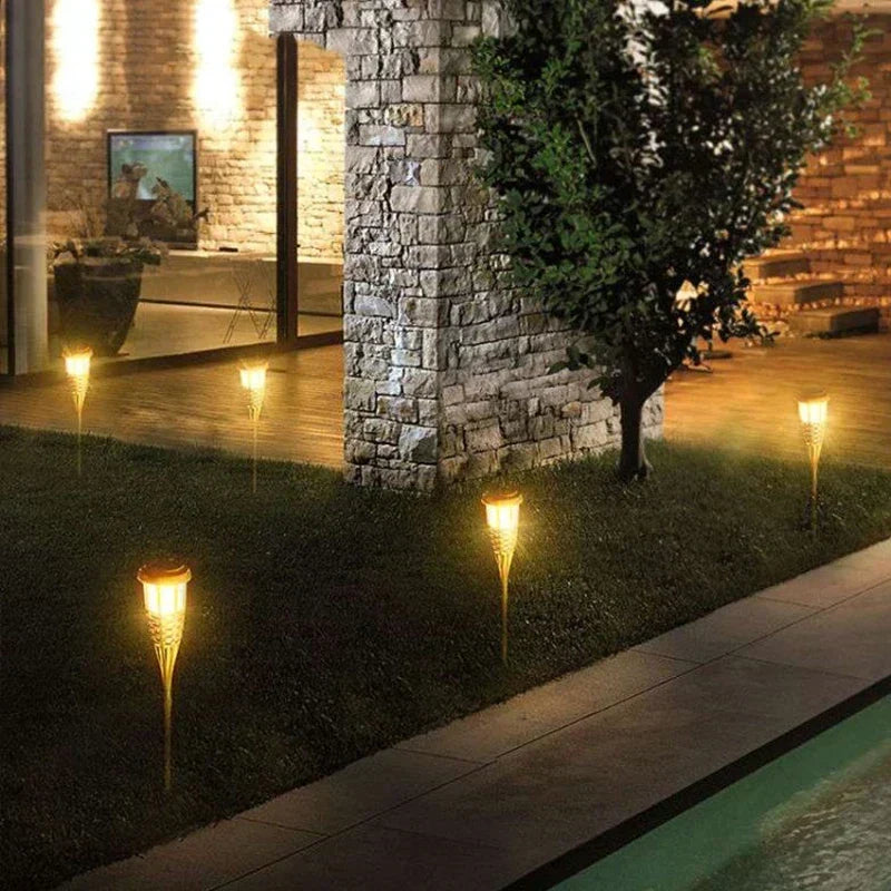 Flickering Flame Solar Garden Torches - Outdoor Pathway Lights with Realistic Fire Effect - 5-Pack Weather-Resistant Solar Torches