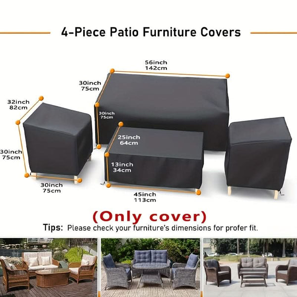 WEATHERVAULT – Ensemble de protection pour mobilier de terrasse, 4 pièces