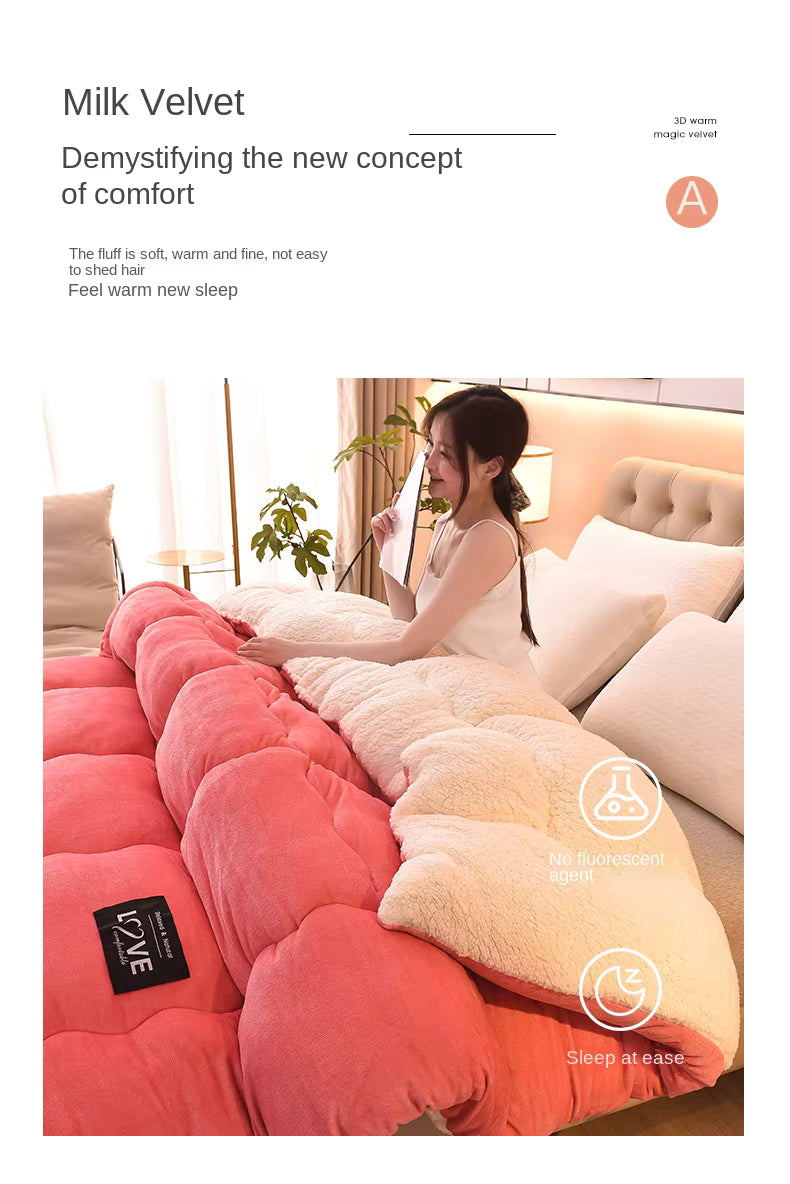 Plush Flannel Winter Comforter with Wool Fill – Extra Warm Quilted Bedding for Cold Nights