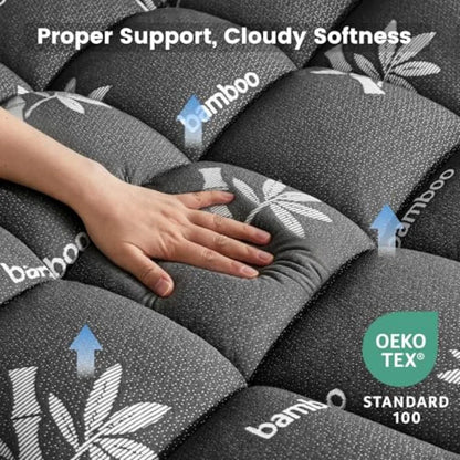 Eco Comfort | Surmatelas en viscose de bambou avec sur-matelas intégré | Grand bonnet pour un confort et un soutien optimaux