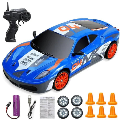 RC Mini Drift Car Remote Control Racing Toy with LED Lights & Rechargeable Battery for Kids & Adults