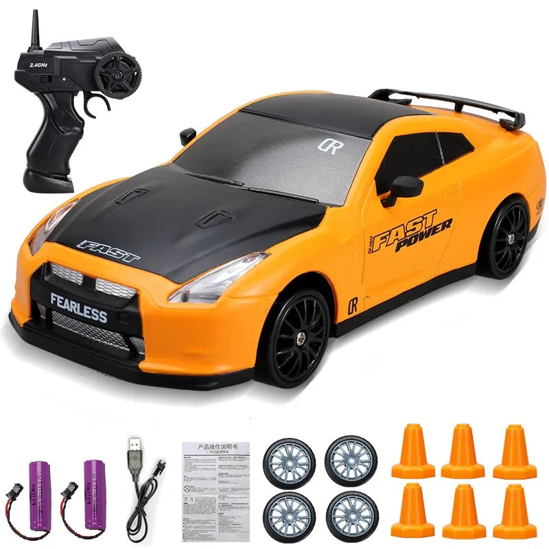 RC Mini Drift Car Remote Control Racing Toy with LED Lights & Rechargeable Battery for Kids & Adults