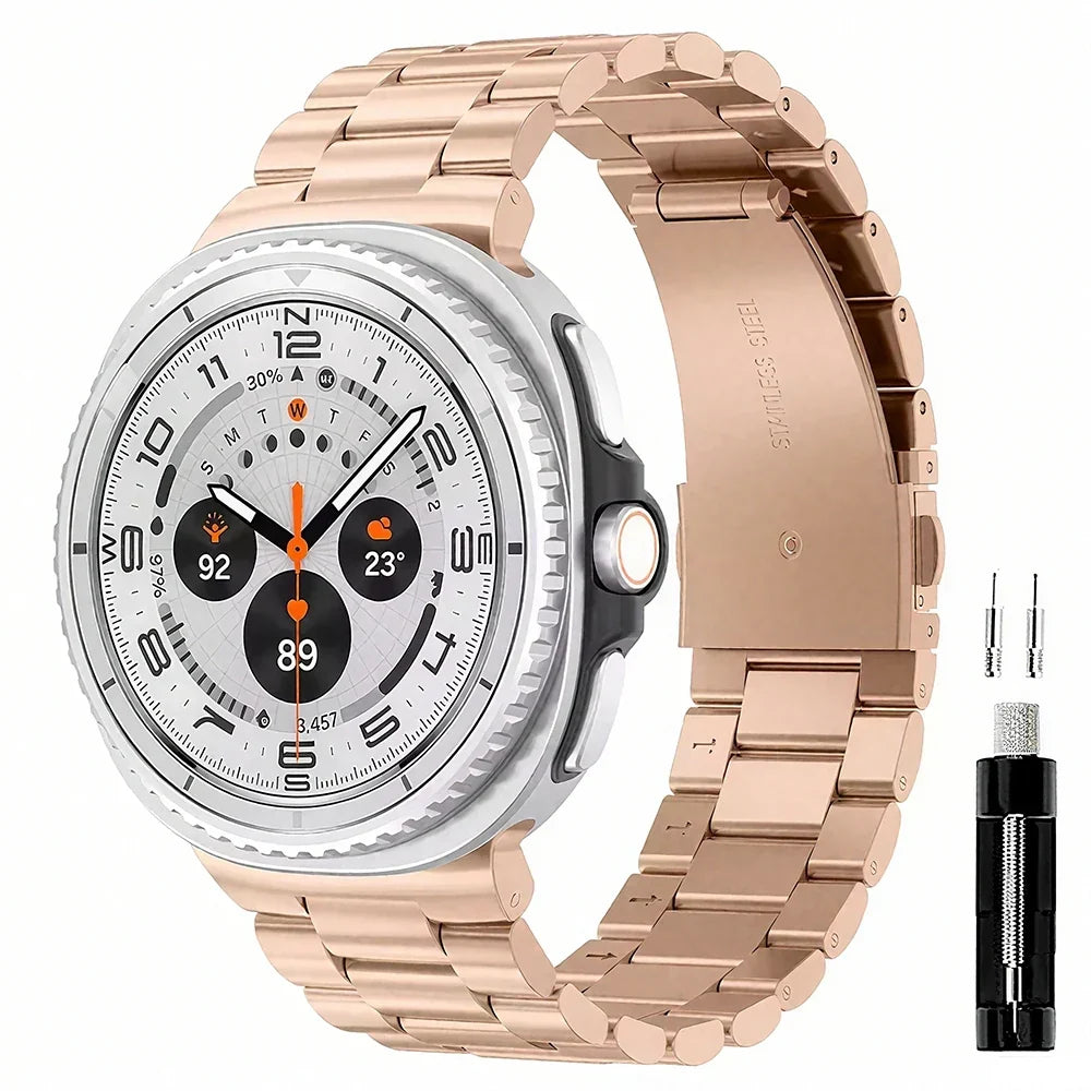 Stainless Steel Link Band for Galaxy Watch 9, Watch 8 & Watch 8 Classic – Premium Metal Bracelet Strap with Quick-Release Links – Fits
