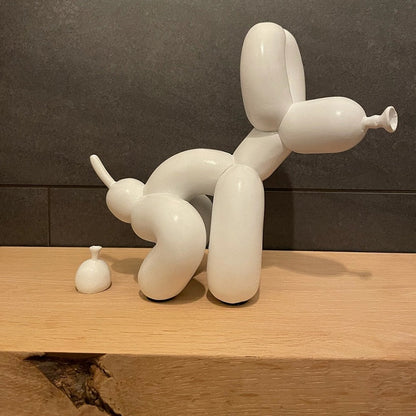 Metallic Resin Balloon Dog Sculpture for Shelf, Mantel & Tabletop Display in Modern Contemporary Living Rooms