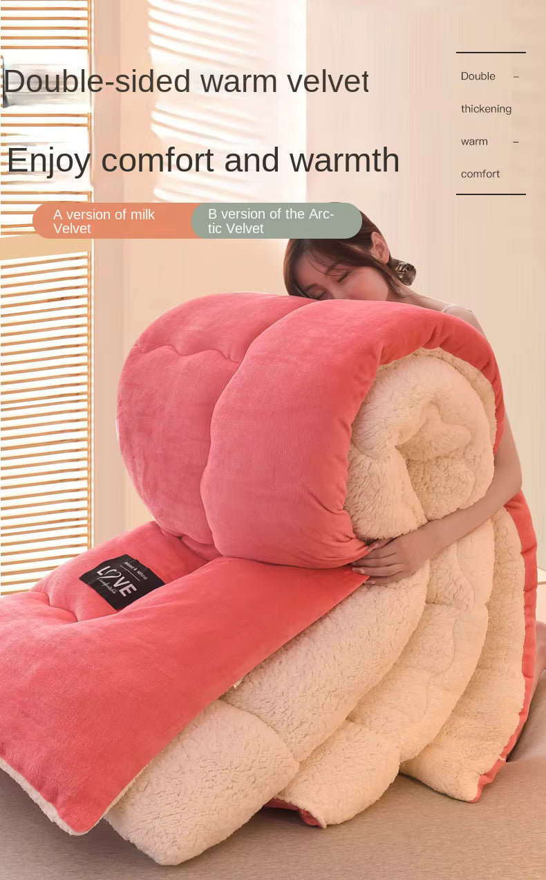 Plush Flannel Winter Comforter with Wool Fill – Extra Warm Quilted Bedding for Cold Nights