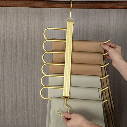 Multi-Tier Closet Hanger for Pants Storage 6-Level Rotating Hook Space Organizer for Jeans Slacks Scarves 14 in Wide Lightweight Aluminum Ra