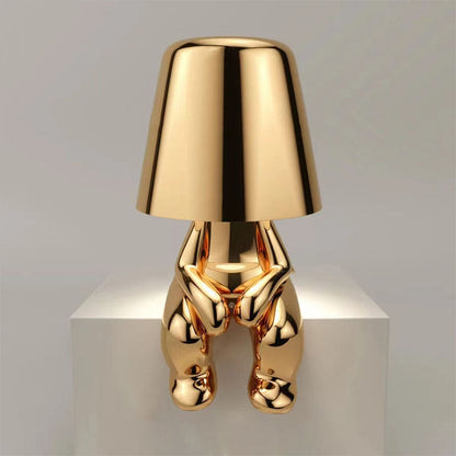 USB Rechargeable Touch Dimming Nightstand Lamp 5.5 in Portable Wireless LED Mood Light for Bedroom Desk Reading Corner Metal & Resin Sculptu