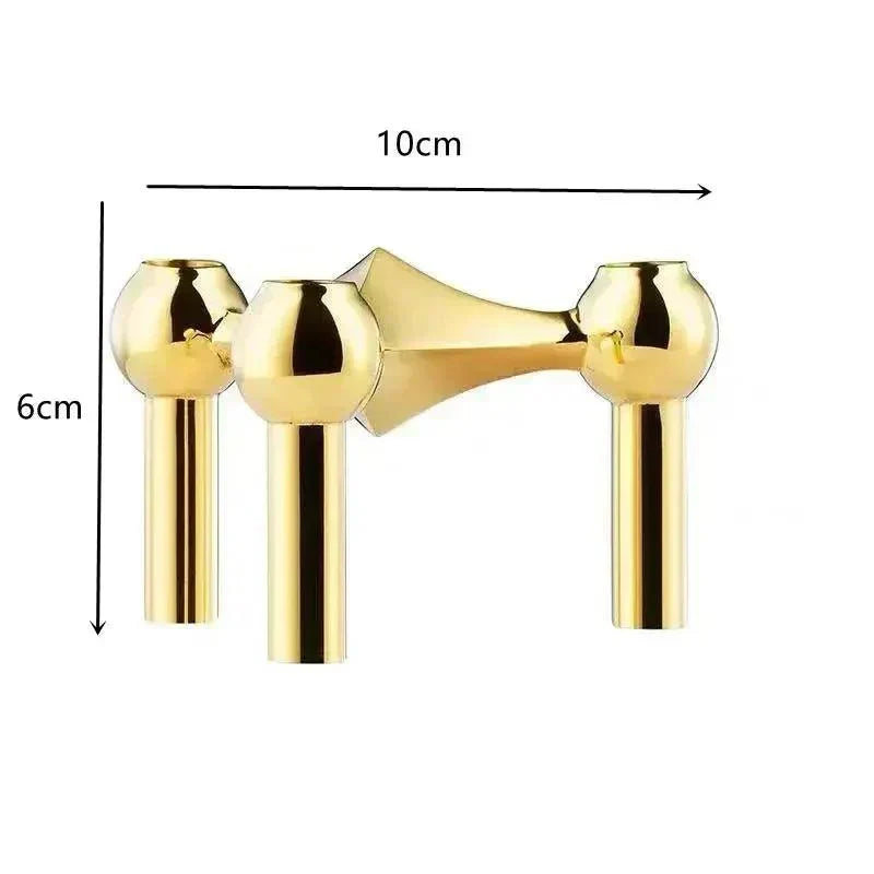 Geometric Metal Candle Holder - Modular Stacking Candelabra for Tables & Centerpieces - Modern Minimalist Decor