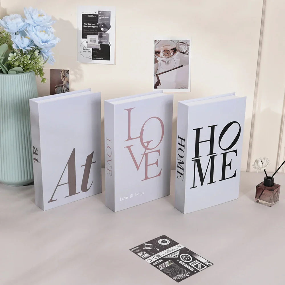 Hollow Cardboard Book Stack 3-Piece Display Set for Shelf Styling Coffee Table Accent Modern Home Interior Staging Props