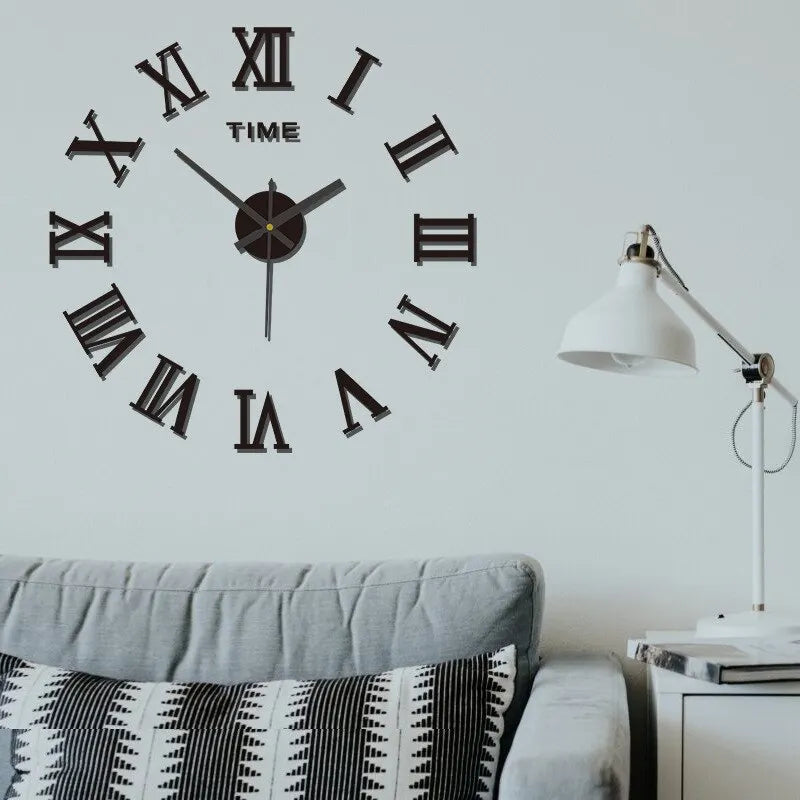 DIY 3D Roman Numeral Timepiece 16 Inch Self-Adhesive Acrylic Numbers Mirror Finish for Bedroom Office Living Space Home Decor No Drilling Ne