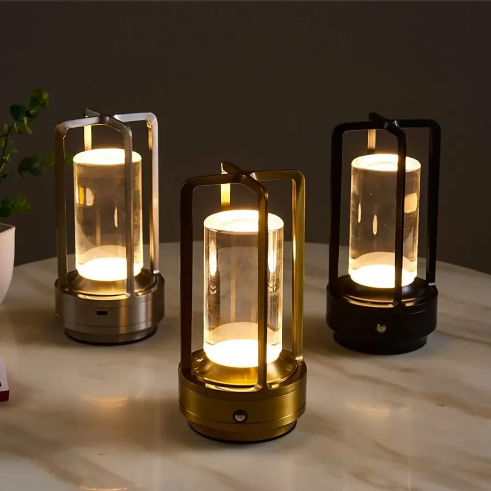 Rechargeable Diamond-Cut Accent Lamp with Touch Dimming & 8-Hour Battery for Bedroom Nightstand, Living Room Side Table