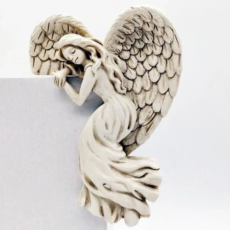 Angel Wing Wall Sculpture for Doorways & Corners – Resin Guardian Décor for Home, Entryway, Garden – Spiritual Protector Art