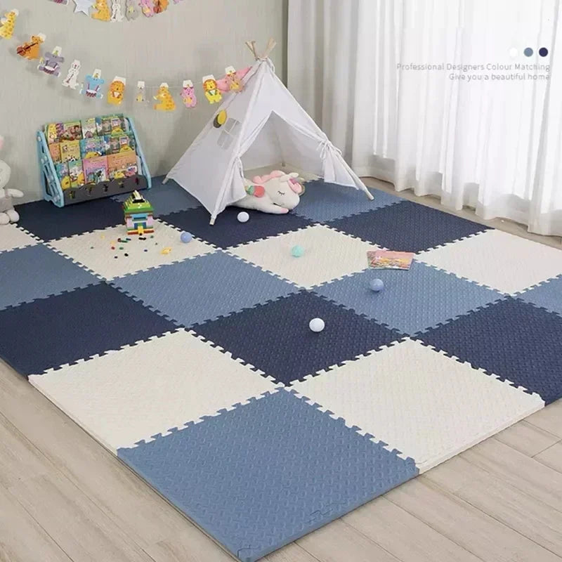 Interlocking Foam Floor Tiles 12x12 Inch Non-Slip Cushioned Baby Crawling Mat for Nursery Playroom Kids Activity Area Water-Resistant EVA Pu