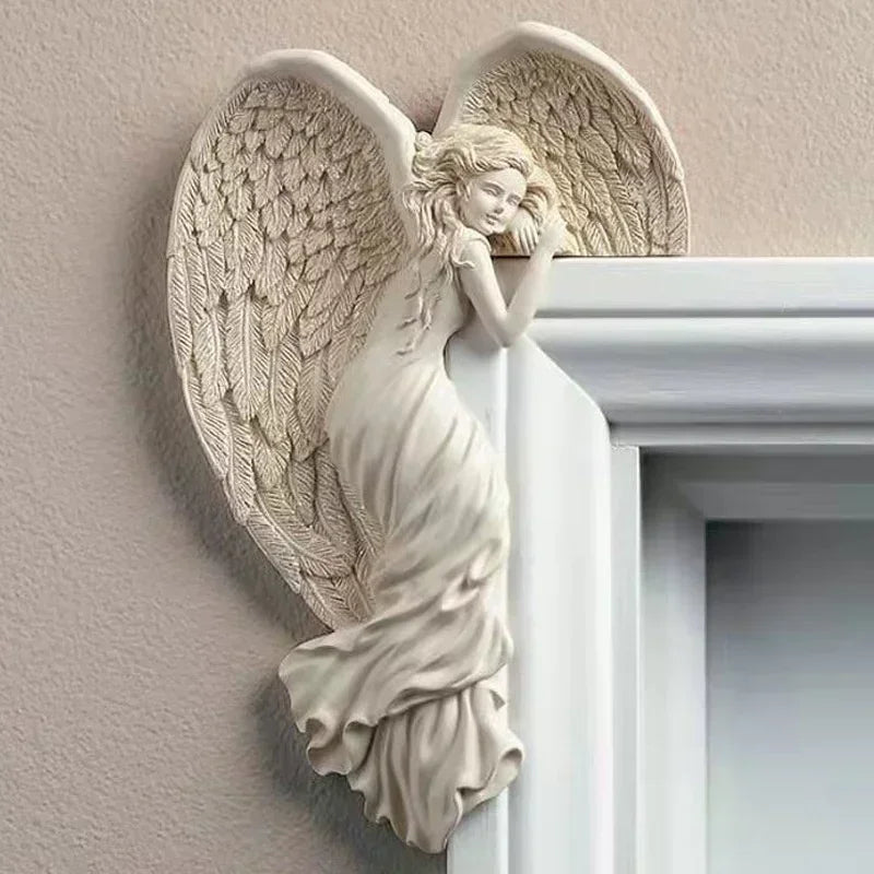 Angel Wing Wall Sculpture for Doorways & Corners – Resin Guardian Décor for Home, Entryway, Garden – Spiritual Protector Art