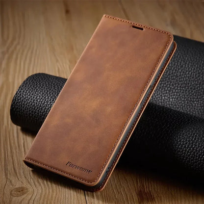 Magnetic Leather Phone Case Folio Wallet Cover with Kickstand for Samsung Galaxy Phones