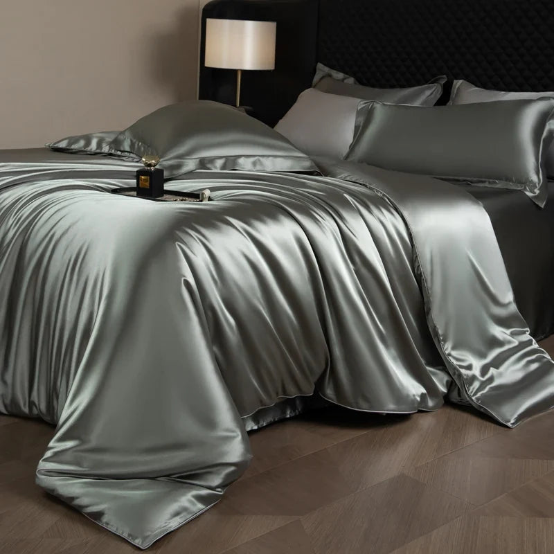 Luxury Silk Bed Sheets Set with Duvet Cover & Pillowcases | Soft, Breathable Bedding for Ultimate Comfort