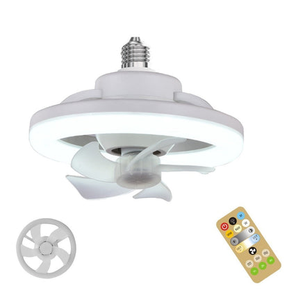 E27 Ceiling Fan Light with Remote, Adjustable Airflow & LED Dimming, 360° Rotation for Living Room, Bedroom