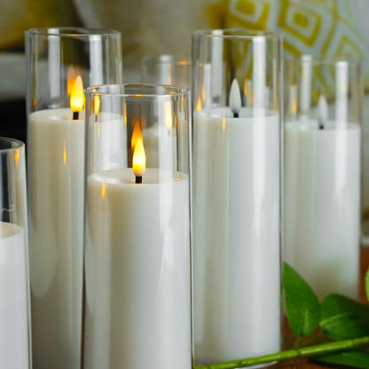 Battery-Operated LED Pillar Candles with Remote Control and Timer - 9-Piece Decorative Light Set for Living Room, Bedroom, and Dining Table